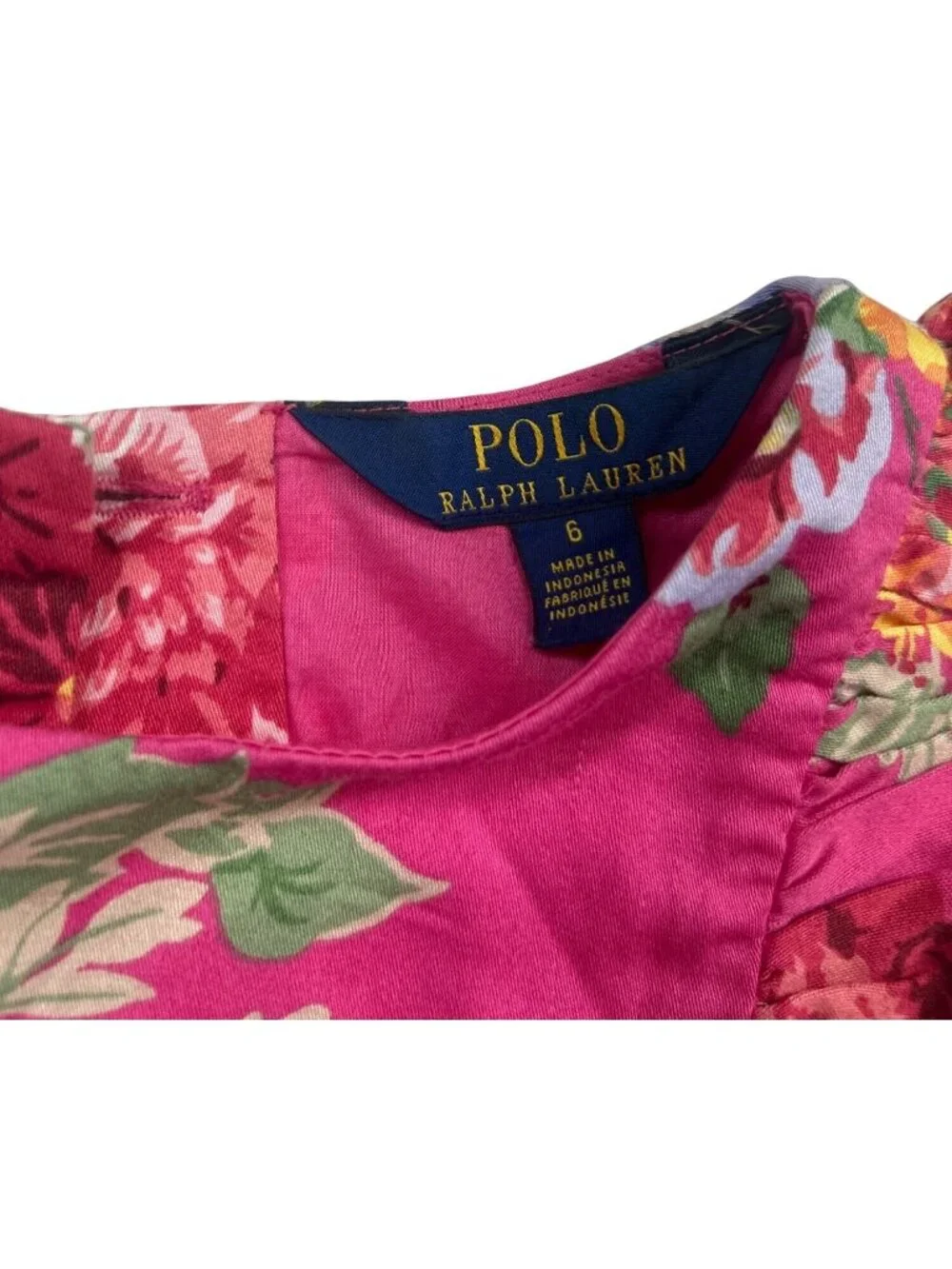 Polo Ralph Lauren Girl's Size 6  Sleeveless Dress Pink Floral Ruffles Summer